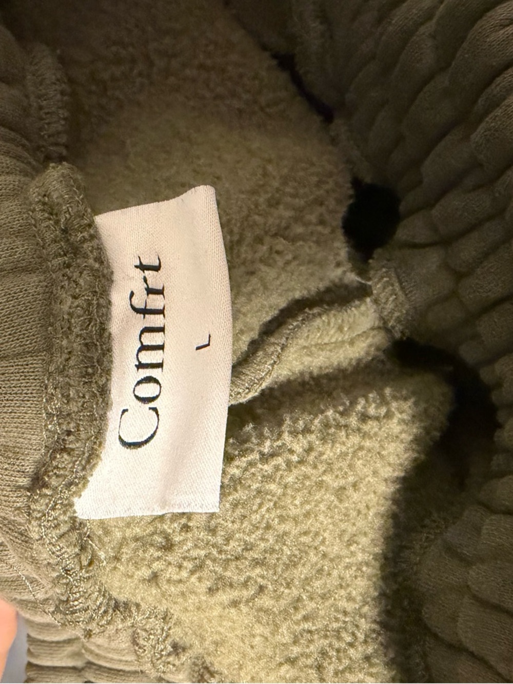 Comfrt Olive Green Fleece Joggers - Size Large - Picture 3 of 3